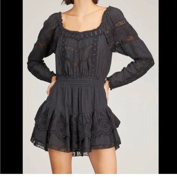 LoveShackFancy Sanaya Mini Dress black - Picture 1 of 11